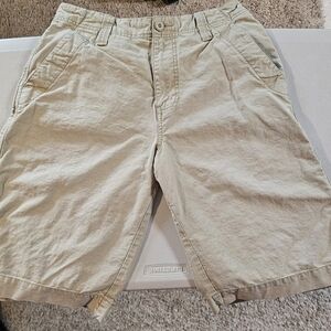 Urban Pipeline Mens‎ Khaki Linen Cotton Blend Cargo Shorts Size 29 Tan